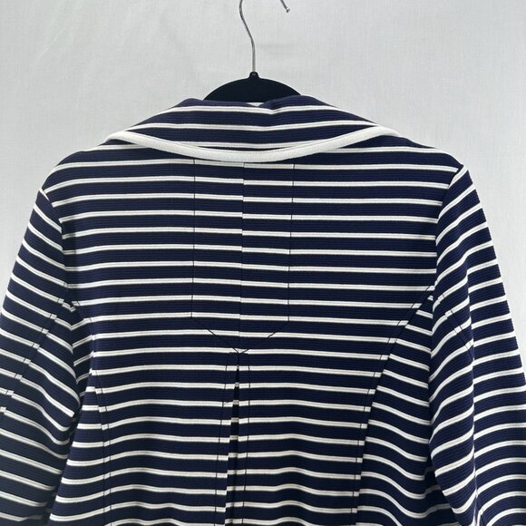 Anthropologie Stephanie Peacoat Striped Knit Jacket Size M Double Breasted Blue - Picture 7 of 13